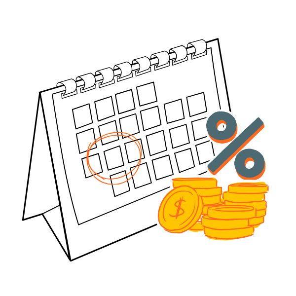 Illustration of a calendar and money representing Q1 estimated tax payment requirements for Texas small businesses in 2026.